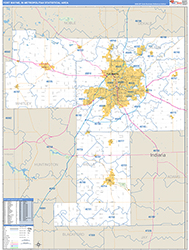 Fort Wayne Metro Area Wall Map Basic Style 2026